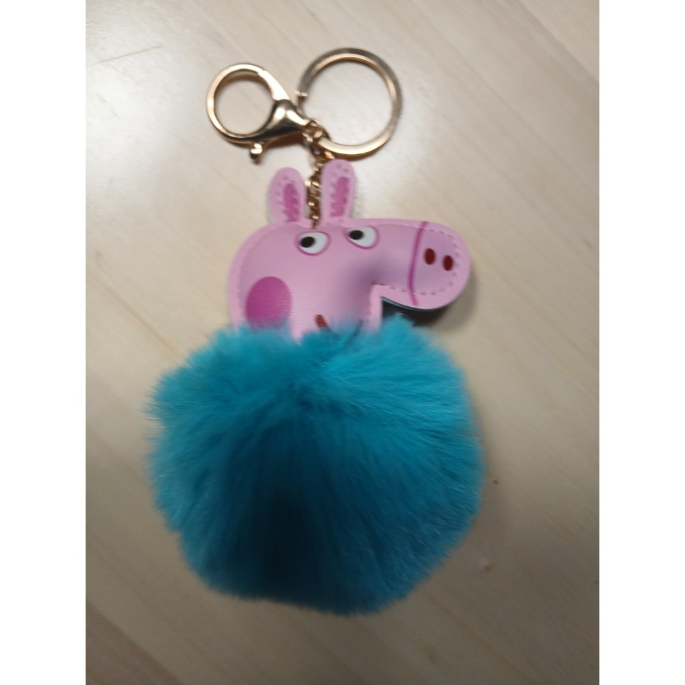 Peppa Pig Vibrant Blue Fur Ball Keychains
